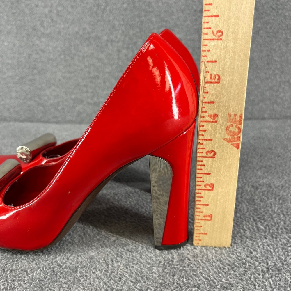 Louis Vuitton Shine Pump Women 39 Red Patent Leather Square‎ Toe Cylinder Heels - Picture 11 of 16